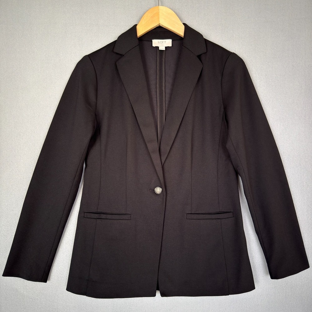 LOFT Outlet Petite‎ Black One Button Blazer Jacket Women's Size XSP Stretch